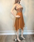 Vintage Mandalay 2003 Rare2find Copper-brown Gold Sequin beads 100  Silk Dress 6