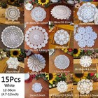 15pc lot 4 7-12  White Vintage Hand Crochet Lace Doilies Round Table Mat Coaster