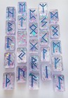 Futhark Handmade Resin Runes Holographic Blue With Rune Meaning Cards 