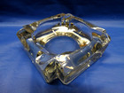 Vtg Heavy Art Deco Square Clear Glass Ashtray Notched Corners 4 Slots Ice Block