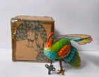 Vintage Blomer   Schuler Peacock Turkey Clockwork Tin Toy germany 1950 s works