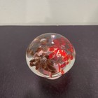Art Glass Mushroom Paperweight Red Brown Gold Glitter Mcm  Fall  Autumn Decor