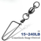 Stainless Fishing Snap Swivels Ball Bearing Swivel Coastlock Snap Connector