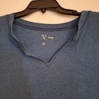 Women s Blue Waffle Knit Long Sleeve Thermal Henley Shirt Size Xl Ribbed Cuffs