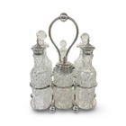 Victorian Silver Plated Martin Hall   Co Cut Glass Cruet Condiment Set C1880