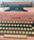 Vintage 1950 s Pink Royal Quiet Deluxe Typewriter W  Original Tweed Case