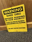 Vintage Warning Sign Buried Electrical Cable Pacific Nw Bell Telephone Yellow