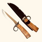 12 wood Handle Hunting Knife Fixed Blade W  Hand Guard And Sheath