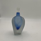 Frosted Blue Blown Glass Perfume Bottle Signed 1983 Rubin Collection