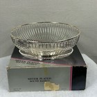 Silver Plated Round Wire Serving Fruit Basket 9 5  X 3  With Original Box