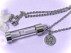 Pet Cremation Jewelry Urn Necklace Hourglass For Ashes Dog Cat Love Paw Print 