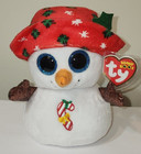 Ty Beanie Boos - Brrrnie The Christmas Snowman 6  New Mwmts Plush Stuffed Toy