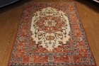 Fine Quality Handmade With Natural Wool Heriz Serapi Design Beige  Blue  Rust 