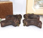 Antique Large Carved Wood Furniture Lion s Paw Feet With Casters 1820 s