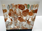 1968 Lucite Penny Art Block  Floating Coins Sculpture Vintage Mid-century Rare