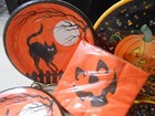 Vintage Halloween Paper Plates Napkins Hallmark  American Greeting Party House