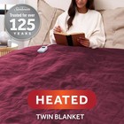 Sunbeam Royal Luxe Microplush Heated Blanket 12 Heat Cabernet Twin
