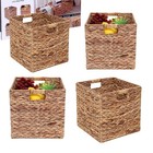 Set Of 4 Hyacinth Storage Cubes  10x10 Wicker Basket Bins For Shelves  Natural