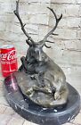 Bronze Marble Statue Elk Hunter Buck Stag Trophy Sculpture Art Deco Figurine Nr