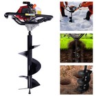 63cc 3hp Gas Powered Post Hole Digger Engine With 12 Inch Earth Auger Bit Drill 