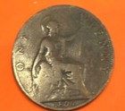 1896 One Penny Victoria Del Gra Britt Regina Fid Defin Imp