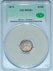 1873 Cac Ms65  Cacg Liberty Seated Half Dime