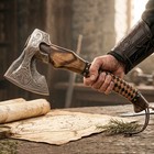 Custom Hand Forged Viking Carbon Steel Axes Wood Handle Hatchet Axe  18 Inches