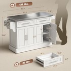 57  Rolling Kitchen Island Cart With Stainless Steel Top  White