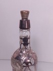 As Is Atq Sterling Overlay Decanter Clear Glass Silver Fancy 12  Cracked