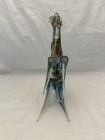Vintage Hand Blown Art Glass Unicorn Horse Sculpture Blue Brown - Handcrafted