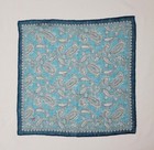 Isaia Men s Blue Linen Pocket Square With Gray Paisley - 12   X 12  