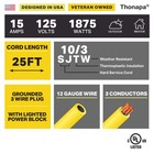 Thonapa 10 Gauge Extension Cord 25 Ft 3 Outlets 10 3 Heavy Duty Extension Cord