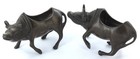Matching Pair Cold Painted Bronze Bull Pin Cushions 