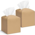 Decorative Square Pu Leather Tissue Box Cover Holder Home Office Bathroom Car Us