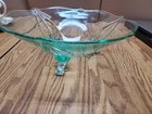 Vtg Rare Large Green Tinted Footed Bowl