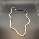 Antique Yoruba African Trade Bead Necklace White Bone Blue Glass 26 Inch Strand