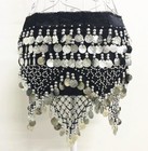 Belly Dance Costume Velvet Hip Scarf Tribal Triangle Coins Belt Skirt Wrap