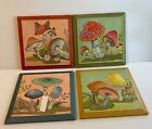 Vintage Mushroom Wall Art 4 Plaques 1971 Art Colorful Retro Groovy Made In Usa