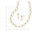 14k Yellow Gold Freshwater Cultured White Pearl 7-8mm Dangle Earrings And Matchi