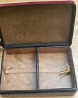 Vintage Embossed Art Italian Rumpp Leather Playing Card Box Case Holder