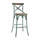 Sky Blue   Antique Oak Zaire Wooden Seat Counter Bar Stool Antique Height Chair