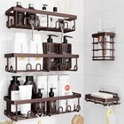 Rustproof Shower Caddy Adhesive Organizer - Large Capacity Shelves   Holder Set