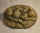 Vtg Garden Plaque Decor Singing Baby Birds Wall Art Artist Signed Cast Concrete 