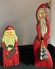 Two Vintage Lori Miller Santa Figures Christmas Whispering Pines Carvings