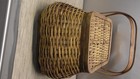 Wicker Picnic Basket Floral Lined Lid Hinges Large Cottage Country Core Reed
