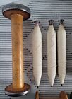 Lot Of 11 Vintage Antique Primitive Spools Wooden Textile Bobbins Industrial