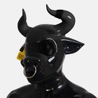 Furrjoi Silicone Black Bull Drone Hood Furry Pet Play Mask Latex Fetish Headwear