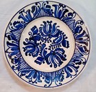 Romanian Folk Art Pottery 10  Floral Plate Blue Korond Transylvania Vintage 1996