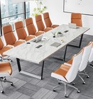 Sturdy Conference Table With Cable Management Grommets 12 Foot White Marble