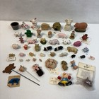 Large Vintage Junk Lot - 49 Pig Figures Trinkets Etc - Some Broken